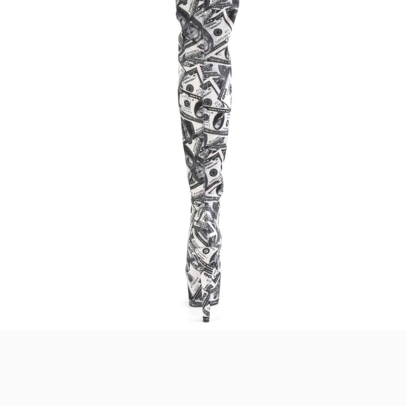 Pleaser Black and White Over the Knee Boots - Picture 3 of 4